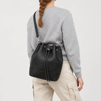 Sac seau femme en cuir - noir - 2 porte-arriere