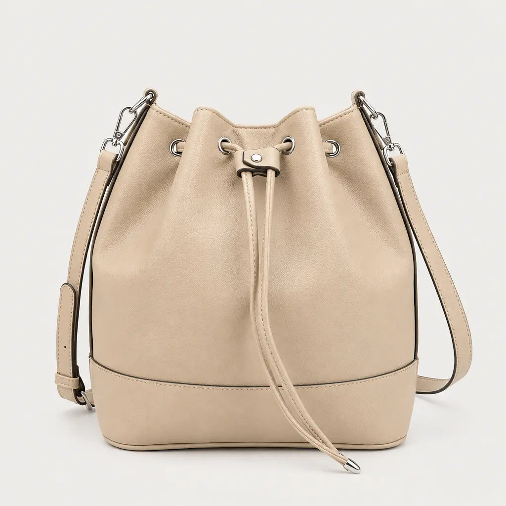 Sac seau femme en cuir - beige - 1 produit