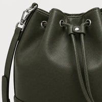 Sac seau femme en cuir - vert fonce - 4 macro