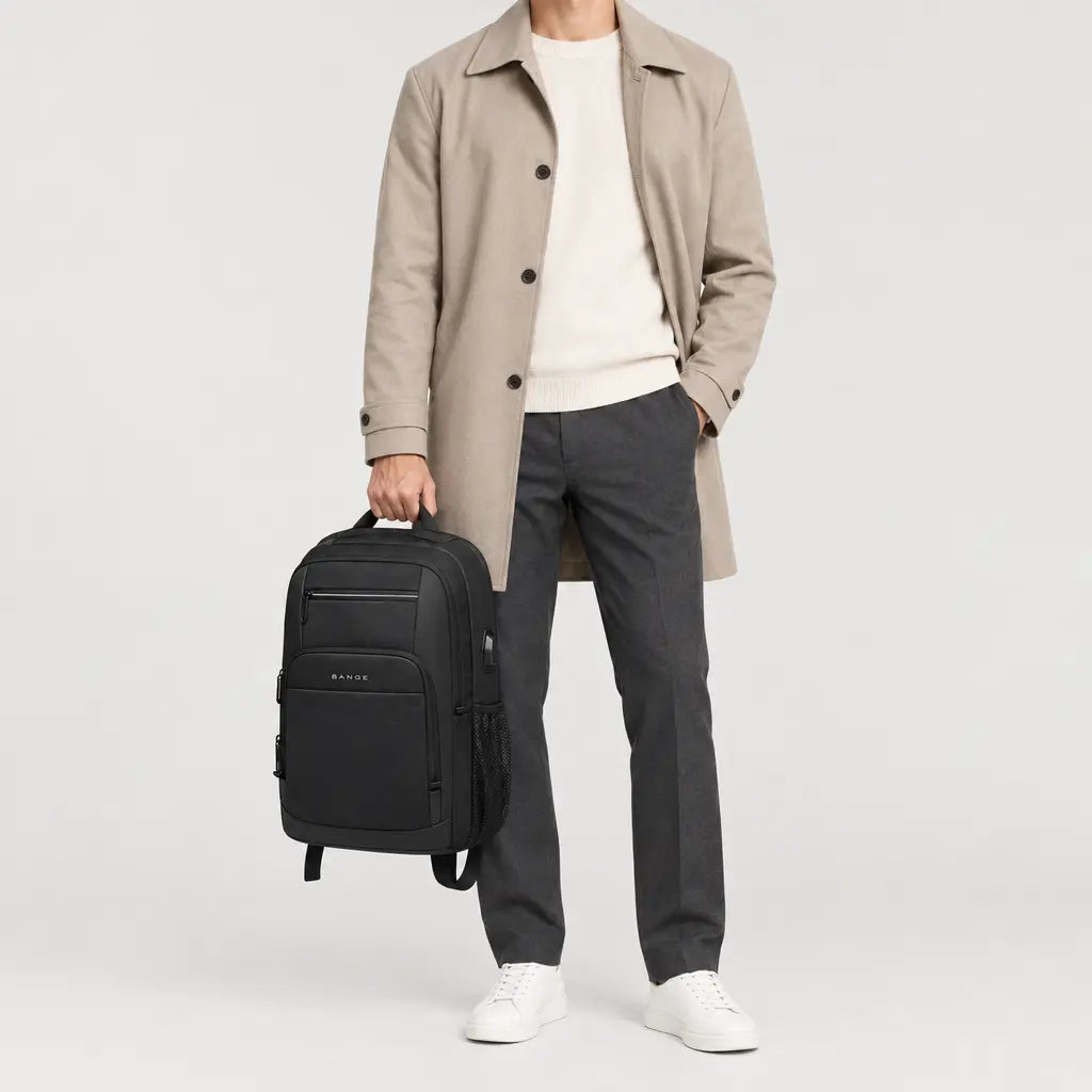 Sac ordinateur avec port USB - noir - 3 porte-face