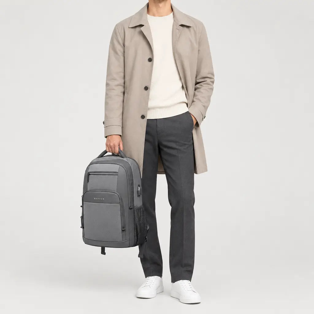 Sac ordinateur avec port USB - gris - 3 porte-face