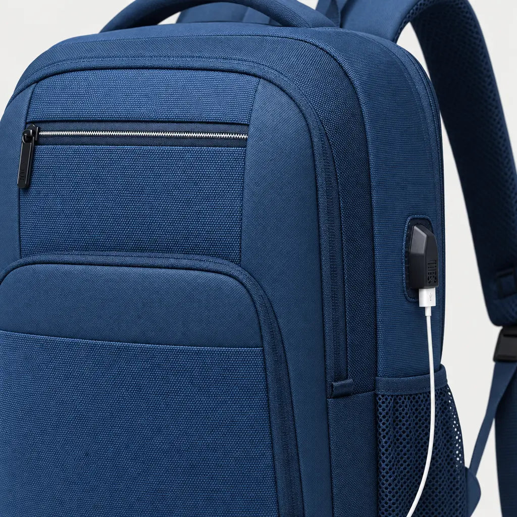 Sac ordinateur avec port USB - bleu - 4 macro