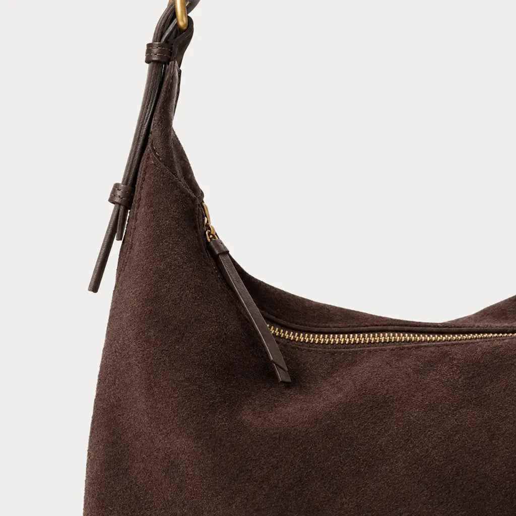 Sac hobo femme en daim - cafe - 4 macro