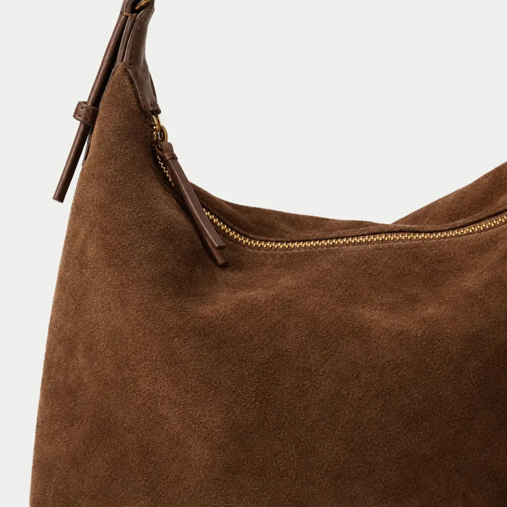 Sac hobo femme en daim - marron - 4 macro