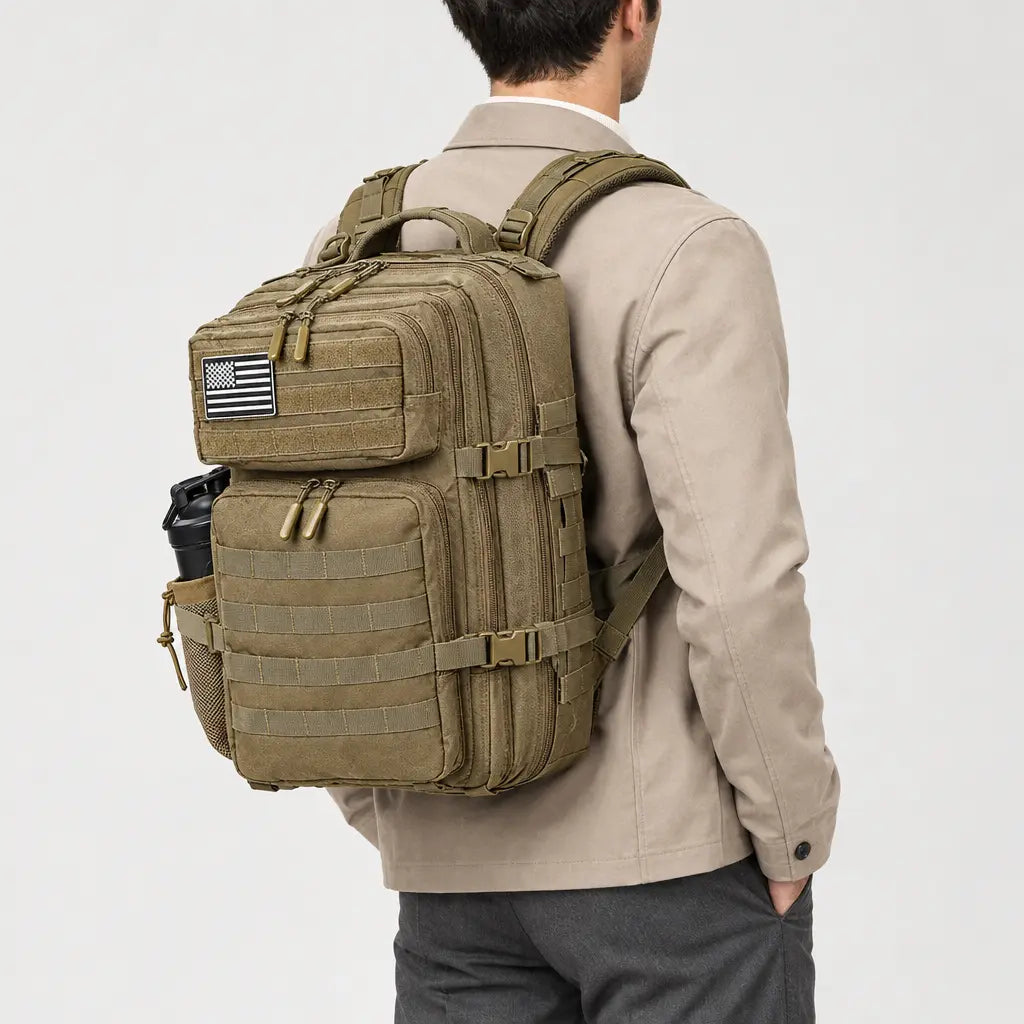 Sac à dos randonnée avec porte-gourde - kaki - 2 porte-arriere