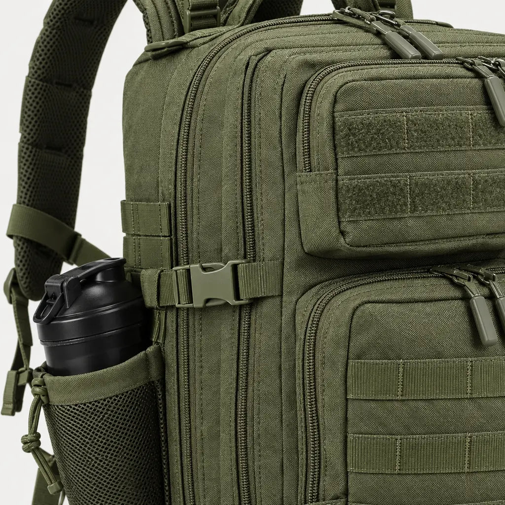 Sac à dos randonnée avec porte-gourde - vert armee - 4 macro