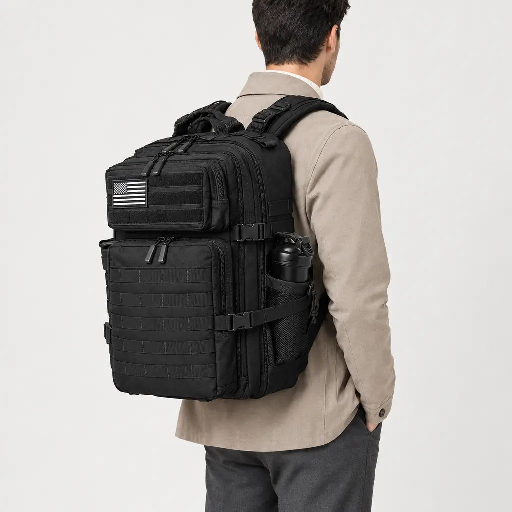 Sac à dos randonnée avec porte-gourde - noir - 2 porte-arriere
