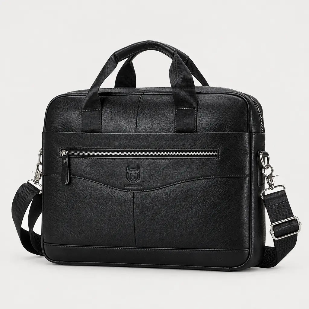 Sac ordinateur homme en cuir à bandoulière réglable - noir - 1 produit