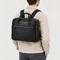 Sac ordinateur homme en cuir à bandoulière réglable - noir - 2 porte-arriere