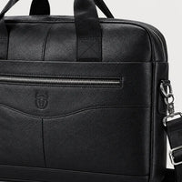 Sac ordinateur homme en cuir à bandoulière réglable - noir - 4 macro