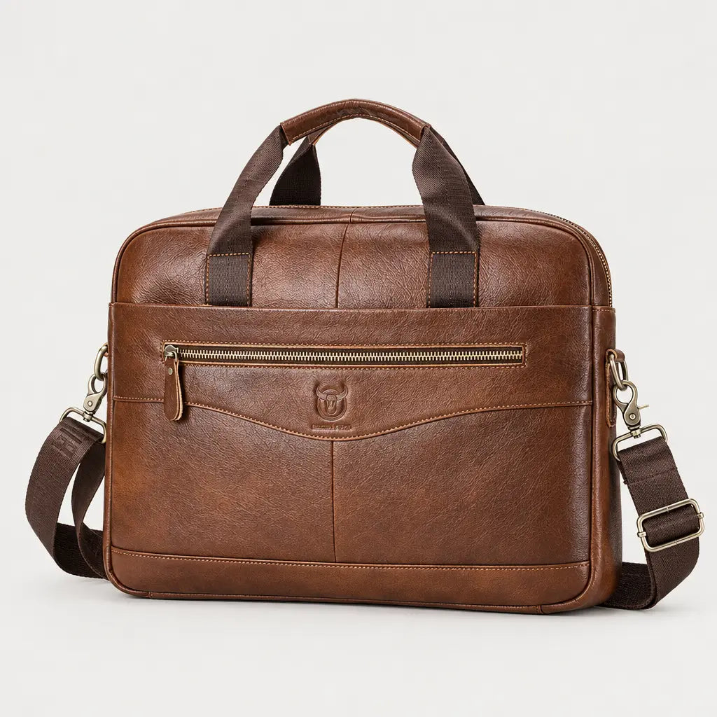 Sac ordinateur homme en cuir à bandoulière réglable - marron - 1 produit