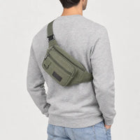 Sac banane homme en toile - vert - 2 porte-arriere