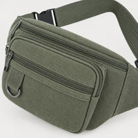 Sac banane homme en toile - vert - 4 macro