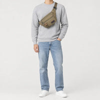 Sac banane homme en toile - kaki - 3 porte-face