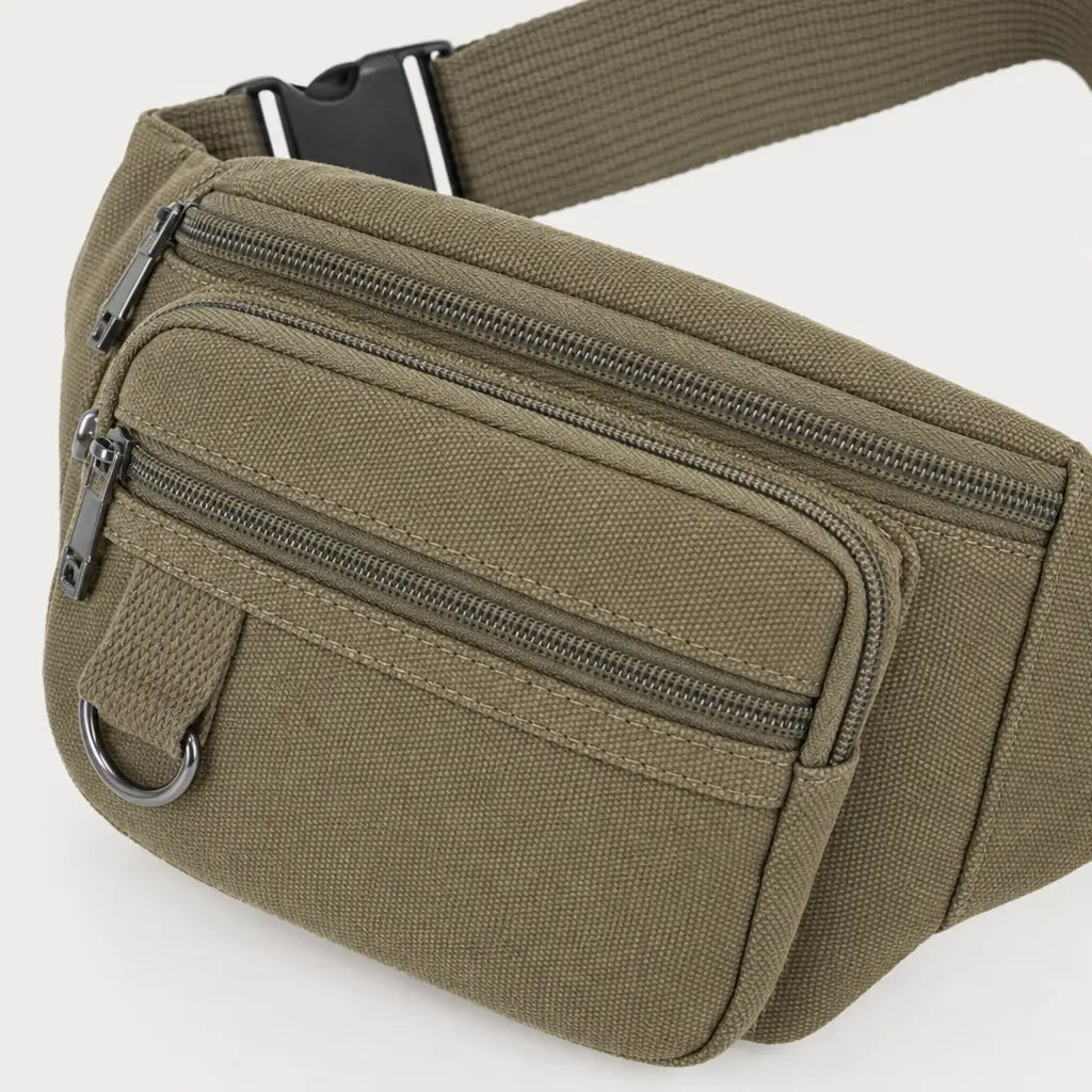 Sac banane homme en toile - kaki - 4 macro