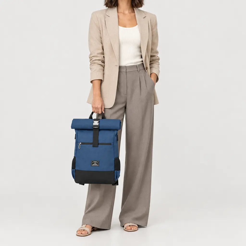 Sac ordinateur unisexe avec port USB - bleu - 3 porte-face