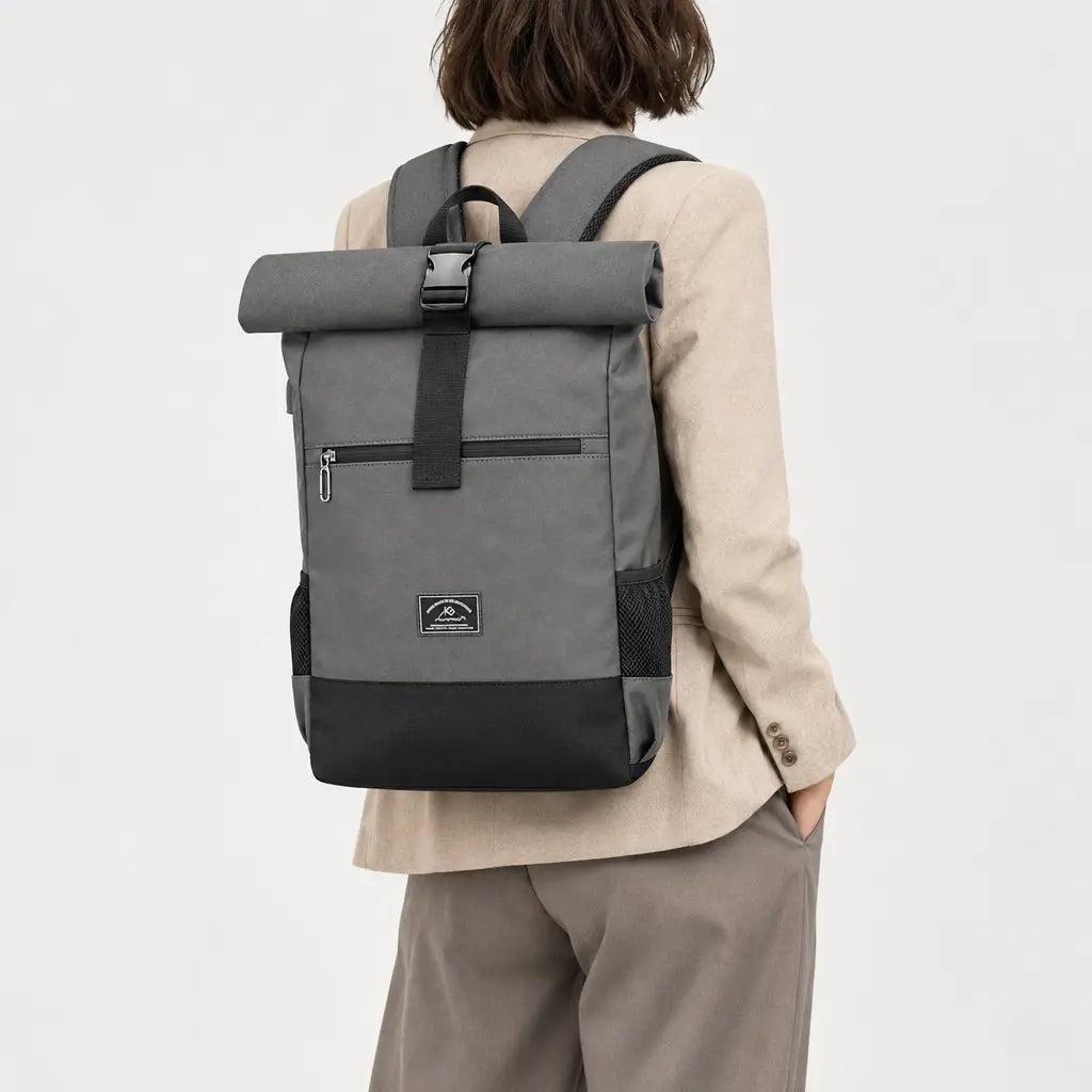Sac ordinateur unisexe avec port USB - gris - 2 porte-arriere