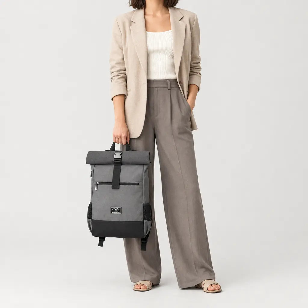 Sac ordinateur unisexe avec port USB - gris - 3 porte-face