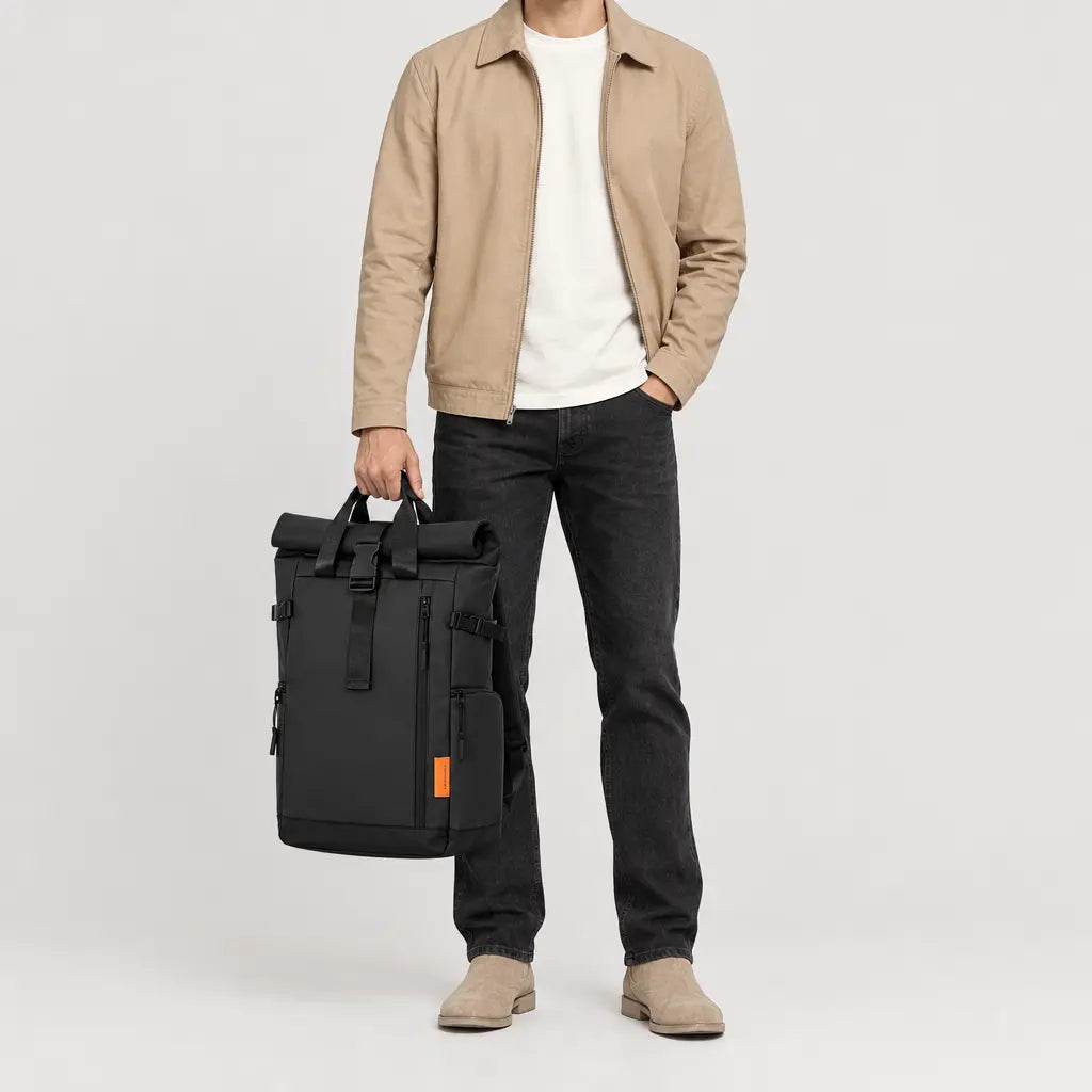 Sac ordinateur homme imperméable - noir - 3 porte-face