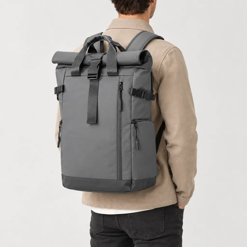 Sac ordinateur homme imperméable - gris - 2 porte-arriere