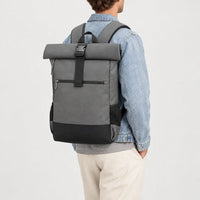 Sac ordinateur homme à rabat - gris - 2 porte-arriere