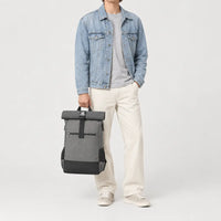 Sac ordinateur homme à rabat - gris - 3 porte-face