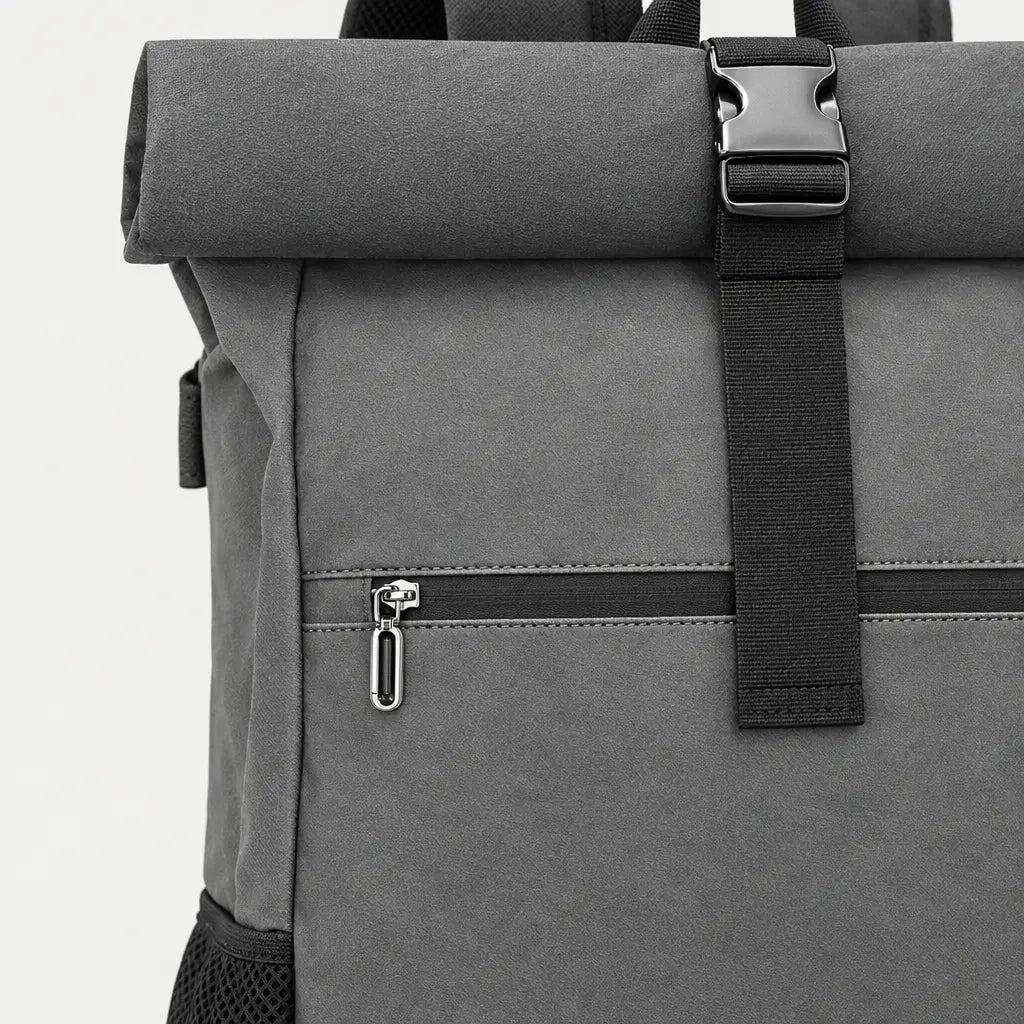 Sac ordinateur homme à rabat - gris - 4 macro