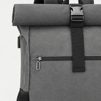 Sac ordinateur homme à rabat - gris - 4 macro