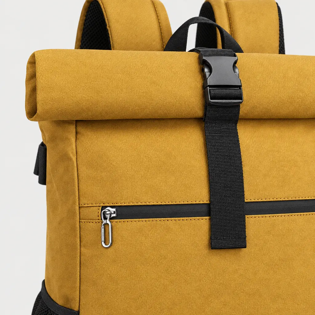 Sac ordinateur homme à rabat - jaune - 4 macro