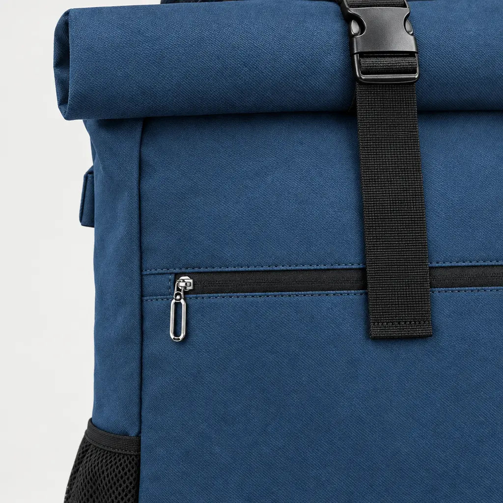 Sac ordinateur homme à rabat - bleu - 4 macro