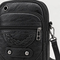 Sac bandoulière femme en simili cuir - noir - 4 macro