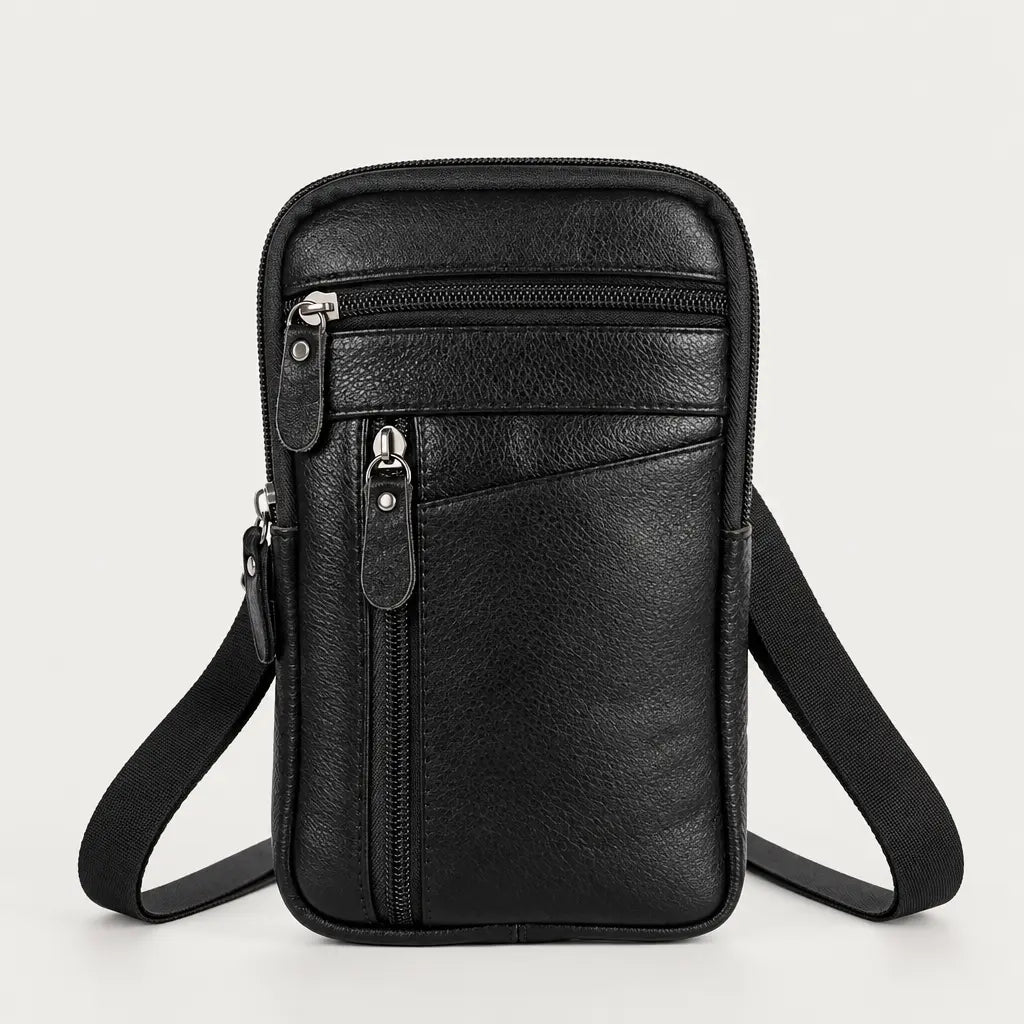 Sac banane homme en simili cuir - noir - 1 produit