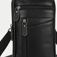 Sac banane homme en simili cuir - noir - 4 macro