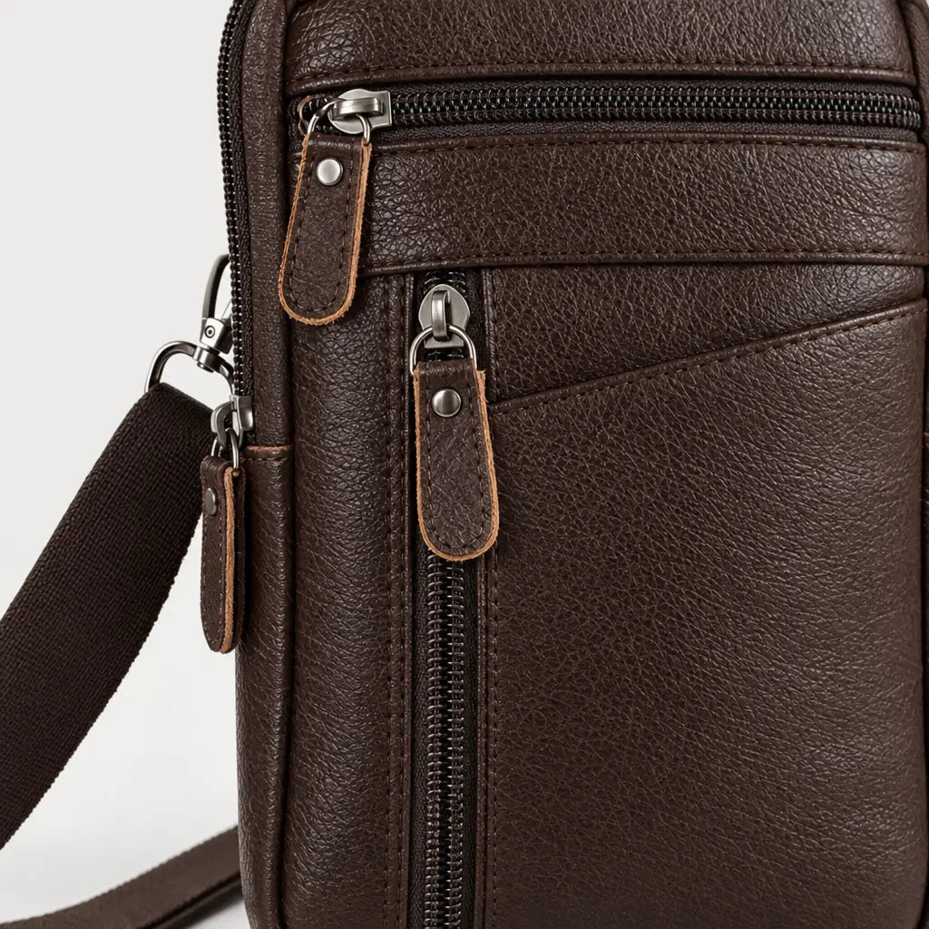 Sac banane homme en simili cuir - cafe - 4 macro