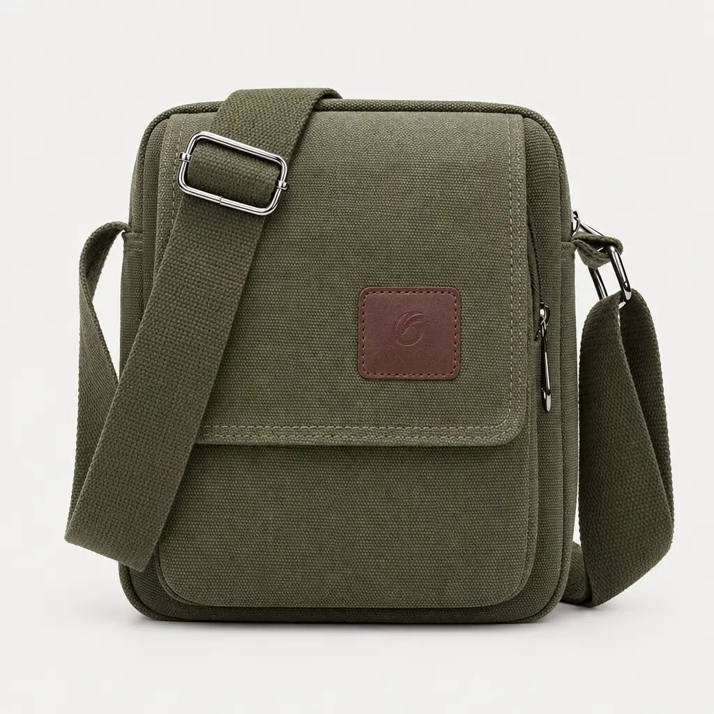Sac bandoulière homme en toile - vert armee - 1 produit