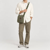 Sac bandoulière homme en toile - vert armee - 3 porte-face