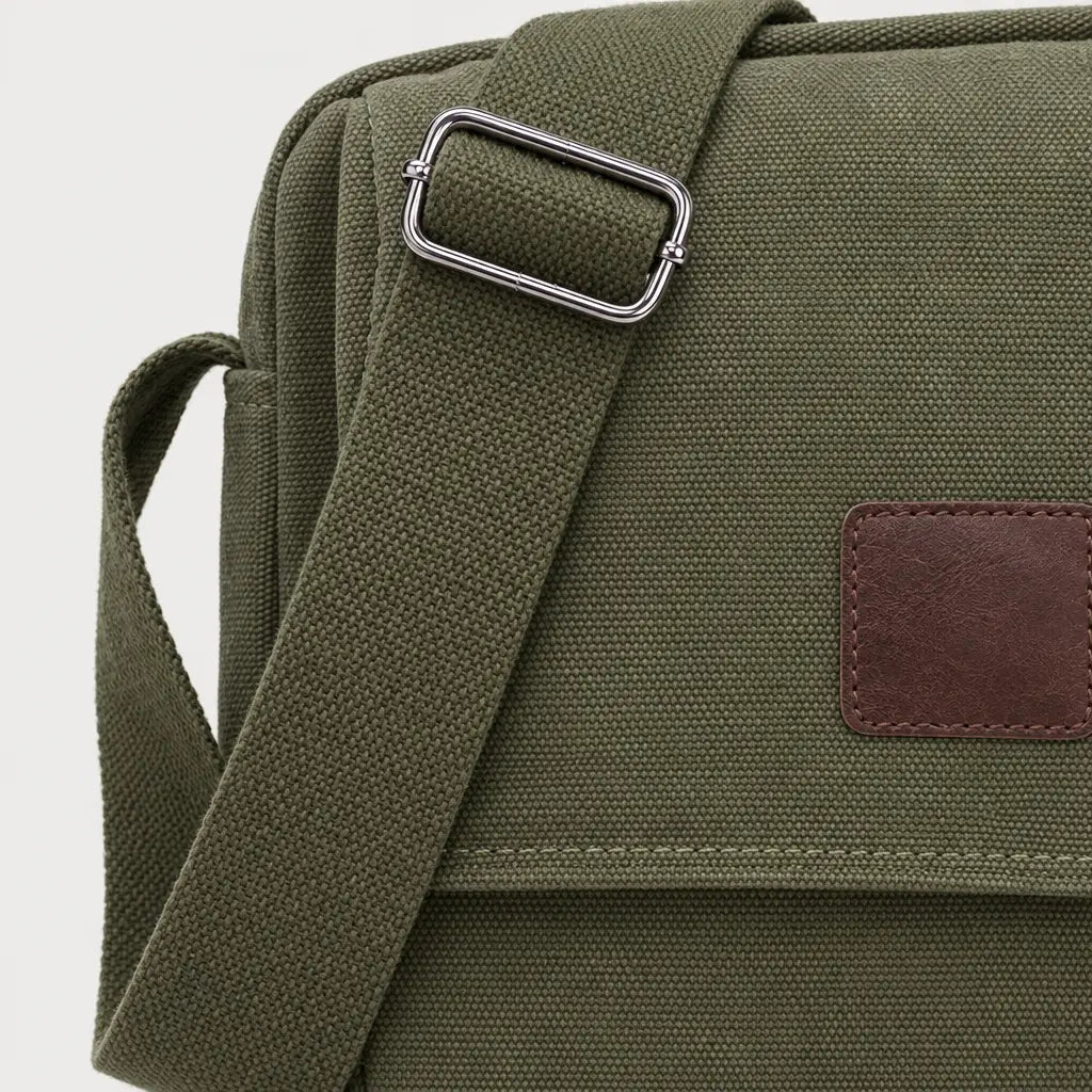 Sac bandoulière homme en toile - vert armee - 4 macro