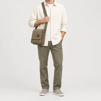Sac bandoulière homme en toile - kaki - 3 porte-face