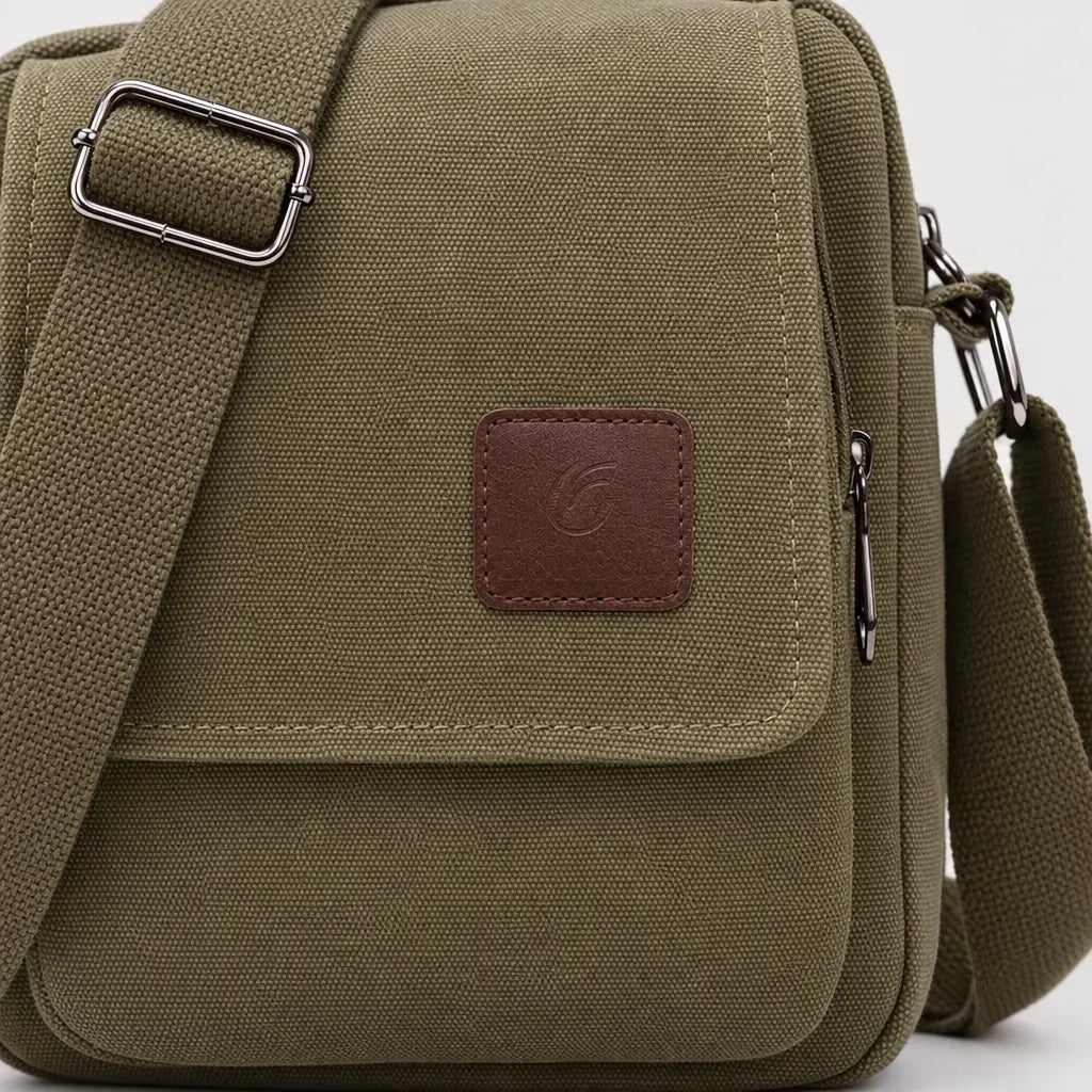 Sac bandoulière homme en toile - kaki - 4 macro