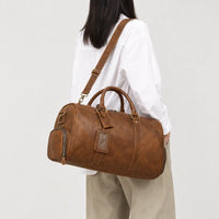 Sac de voyage week-end en cuir véritable - marron - 2 porte-arriere